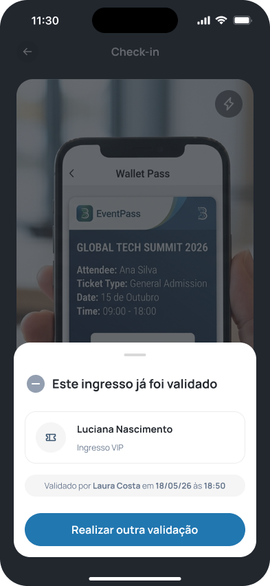 Histórico em ingresso repetido