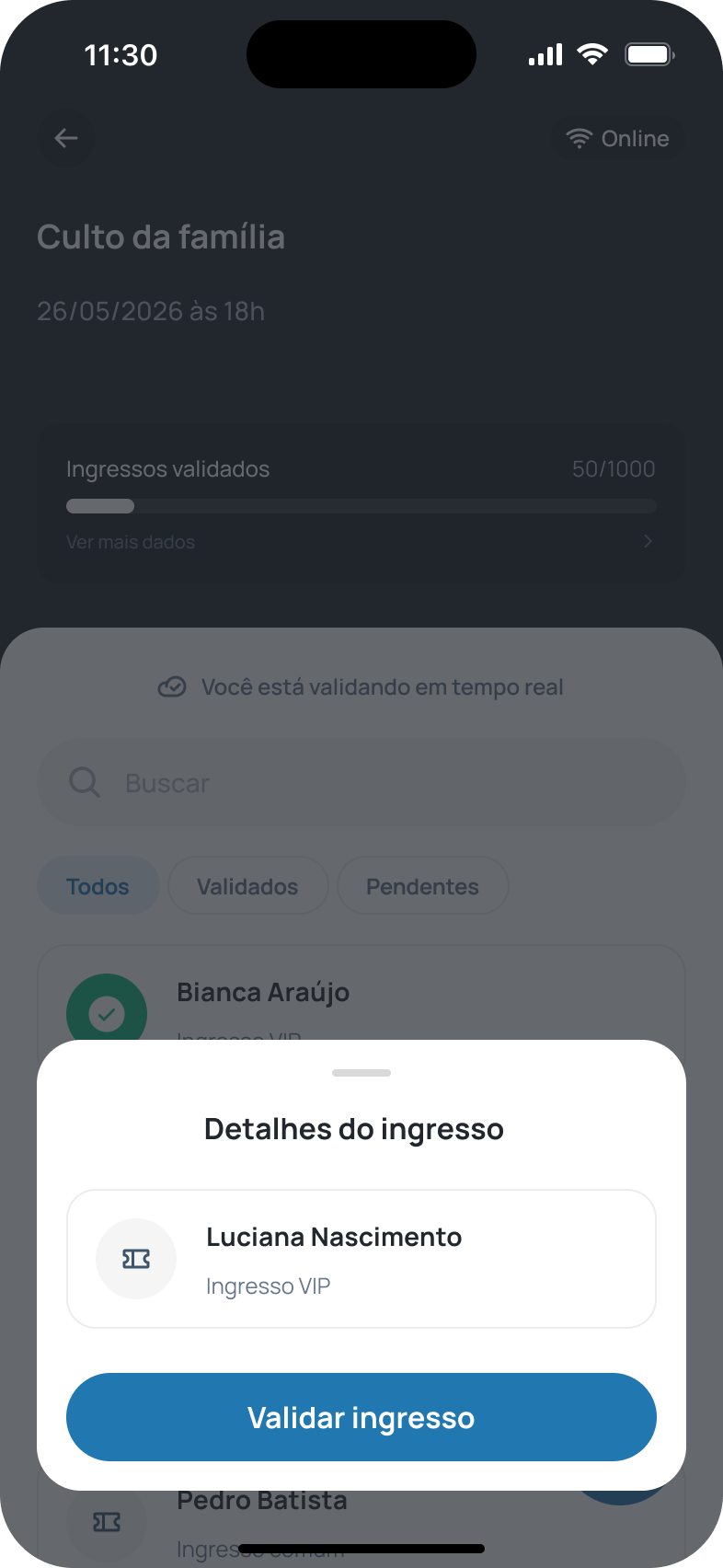Validação com um toque