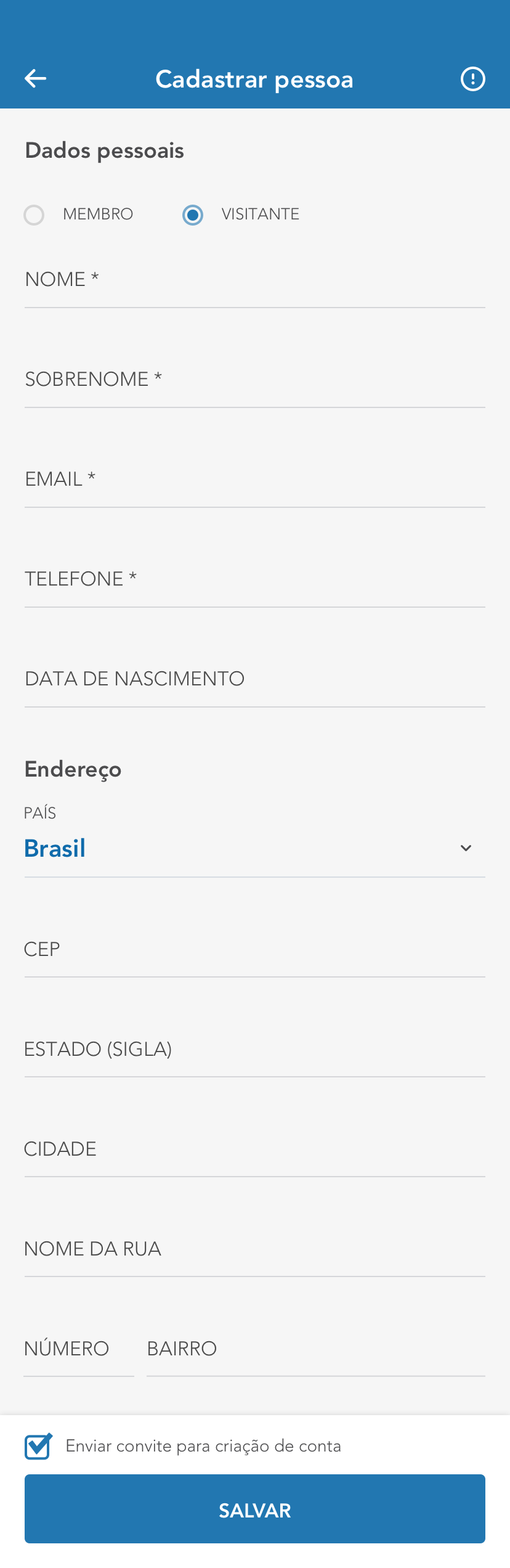 Formulário antigo com linhas finas embaixo dos campos
